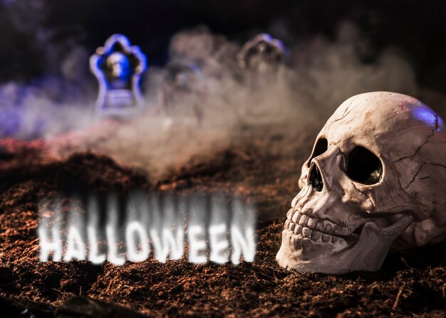 Баннер хэллоуина с жутким черепом