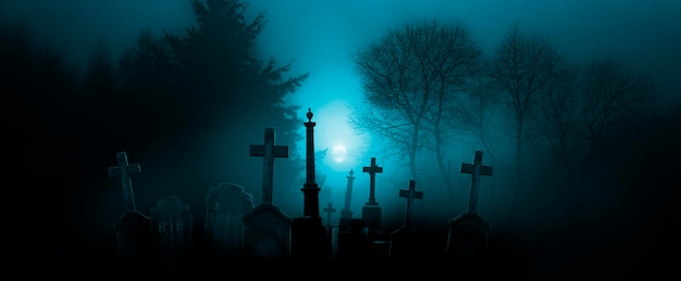 Хэллоуин обои с кладбищем ночью