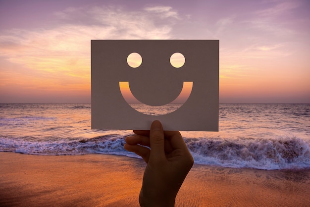 Free photo happines cheerful perforated paper smiley face