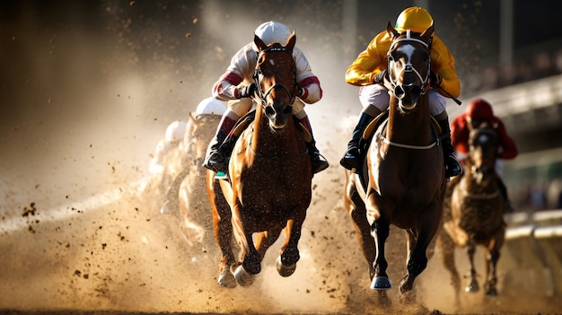 Бесплатное фото Конный спорт с лошадьми и грязью