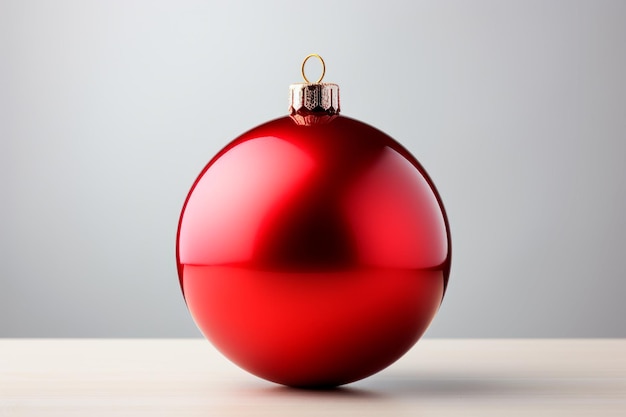무료 사진 회색 배경 에 걸려 있는 빨간색 크리스마스 공 의 이미지