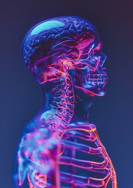 Изображения, имитирующие рентгеновские лучи в неоновых цветах