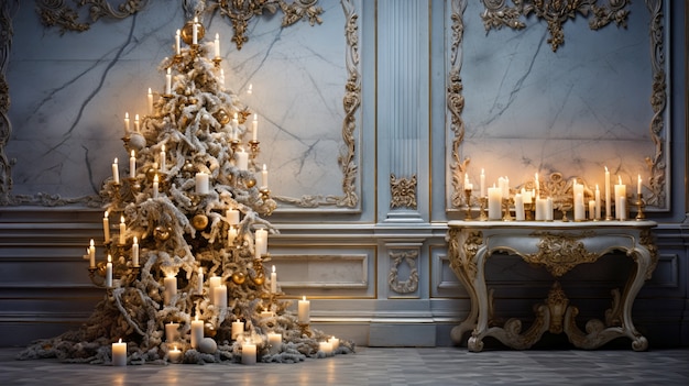 Бесплатное фото Домашняя новогодняя елка, украшенная множеством украшений
