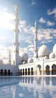 Бесплатное фото Сложное строительство мечети и архитектура с облачными пейзажами и небом