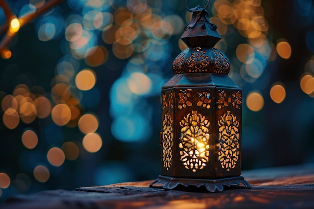무료 사진 사본 공간과 함께 라마단 축하를 위한 이슬람 스타일의 등불 디자인