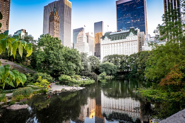 Free photo lake in central park, new york, usa