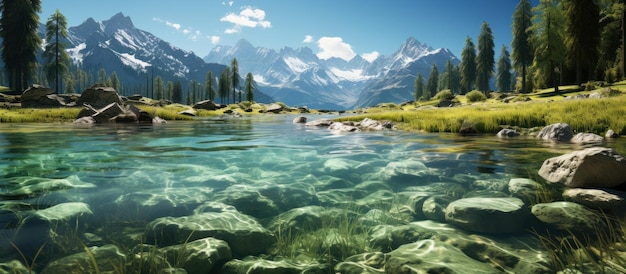 Бесплатное фото Озера с чистой водой, окруженные высокими вершинами