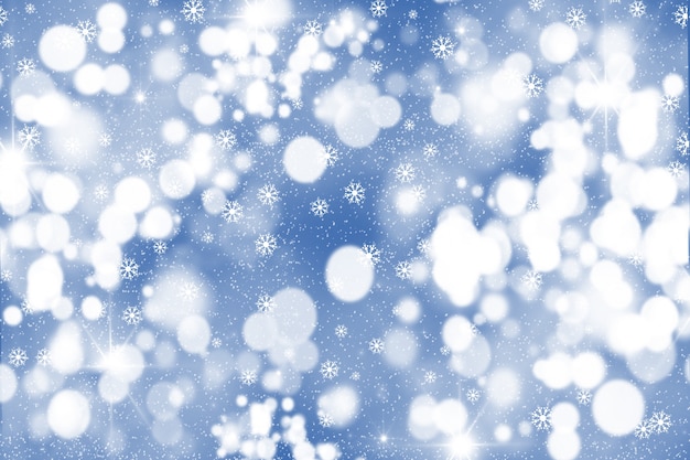 Бесплатное фото Новогодний фон со снежинками и боке огни