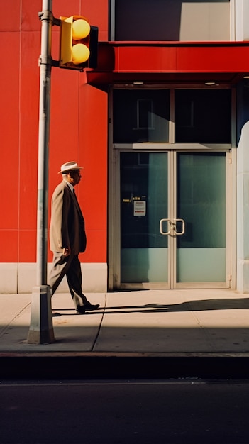 無料写真 ニューヨーク市の通りを歩く男性