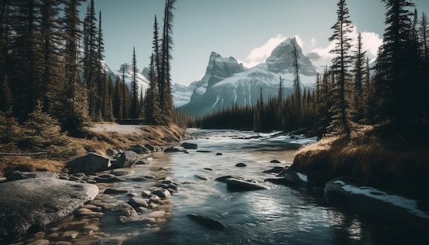 Бесплатное фото Величественный горный хребет отражает спокойную красоту природы идиллическая луга, созданная искусственным интеллектом