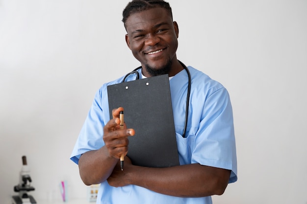 Male nurse working at the clinic