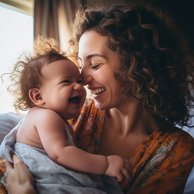 Средний план счастливая мать держит ребенка