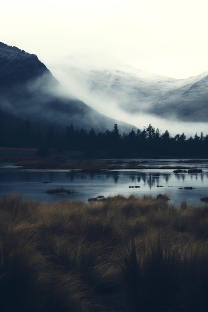 Бесплатное фото Горный природный ландшафт с озером