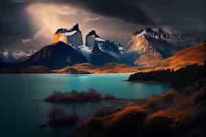 Бесплатное фото Красота природы, отраженная в спокойных горных водах, генерирующий искусственный интеллект