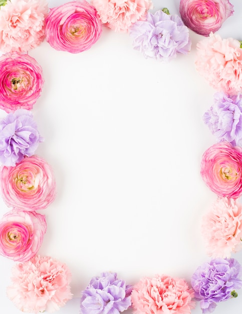 Бесплатное фото Пастель цветочная прямоугольная рамка
