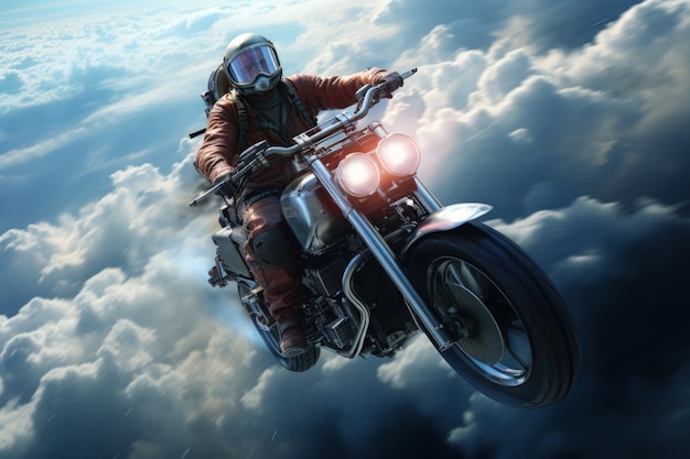 Бесплатное фото Человек, бросающий вызов законам физики, левитуя в атмосфере