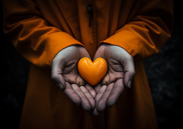 Бесплатное фото Человек, держащий объект в форме сердца