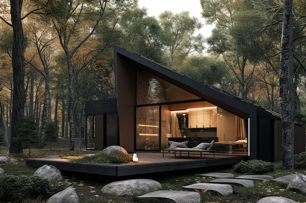 Бесплатное фото Фотореалистичный деревянный дом с деревянной конструкцией