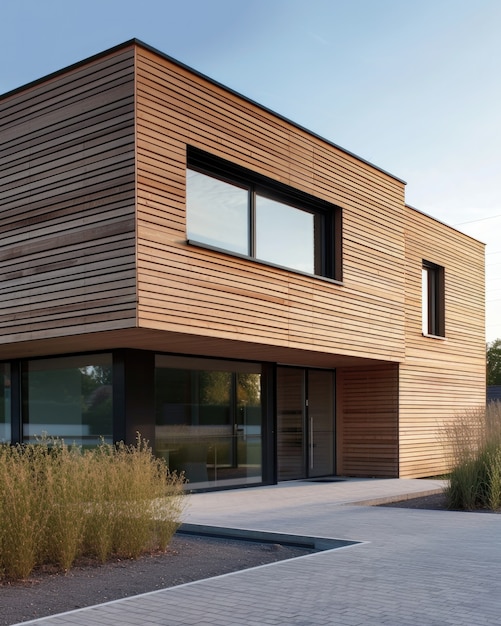 Бесплатное фото Фотореалистичный дом с деревянной архитектурой и древесной конструкцией