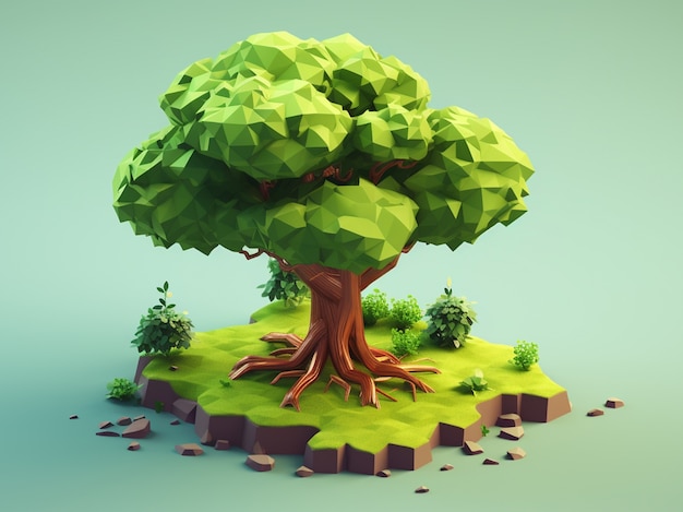 Бесплатное фото Поли-эффект трехмерное дерево