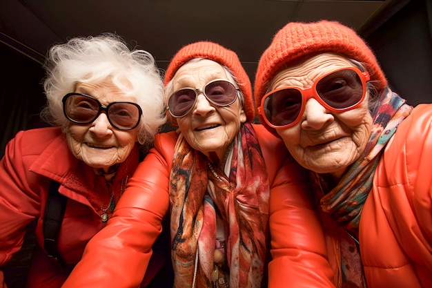 Portrait of funny grannies dressed up