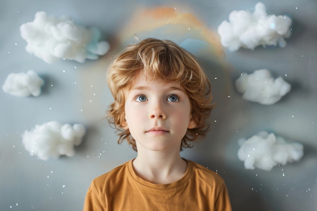 Бесплатное фото Портрет аутичного ребенка в фантастическом мире
