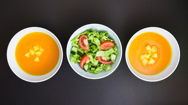 Тыквенный суп и салат