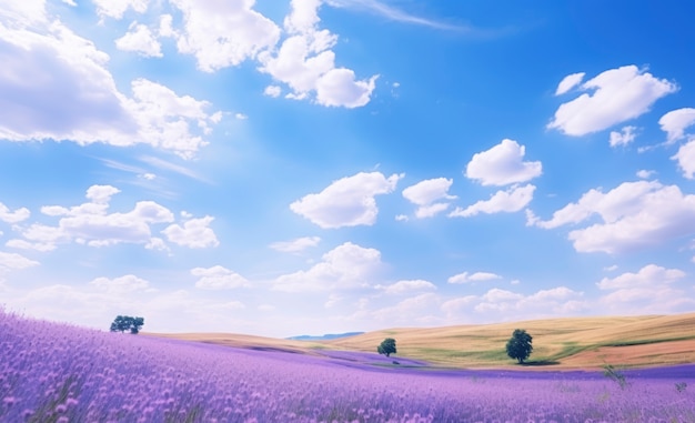 Бесплатное фото Фиолетовый природный пейзаж с растительностью