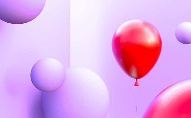 Бесплатное фото Композиция из красных и фиолетовых шаров