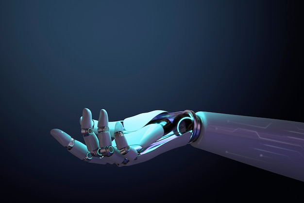 Robot hand 3D background, presenting technology gesture