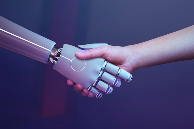 로봇 악수 인간의 배경, 미래 디지털 시대