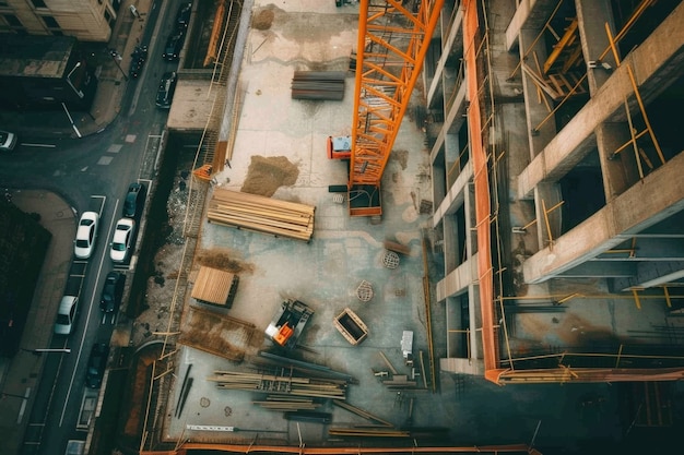 Сцена строительной площадки с оборудованием
