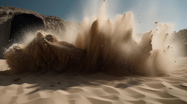 Foto gratuita immagine generata ai di esplosione di polvere di polvere di sabbia