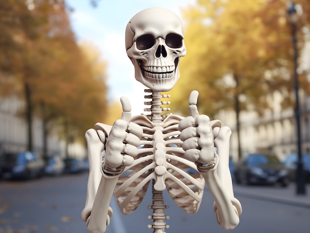 Free photo smiley skeleton  outdoors