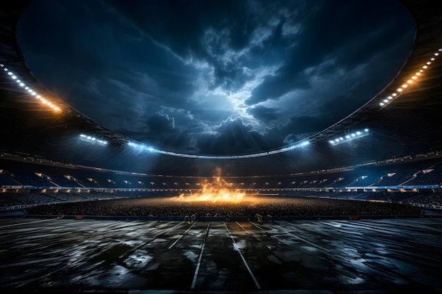 Спортивный стадион с фотографией огней