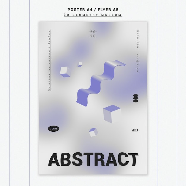 Бесплатный PSD 3d постер с геометрическими фигурами