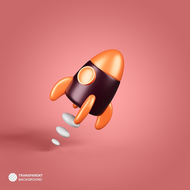 Free PSD 3d element space rocket icon 3d render illustration