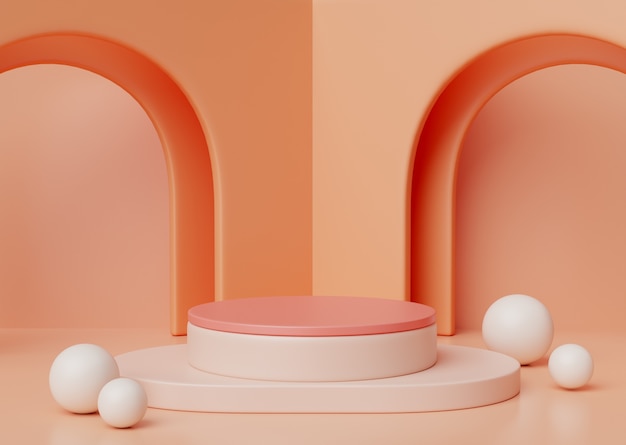 Бесплатный PSD 3d-иллюстрация с пьедесталом персикового цвета