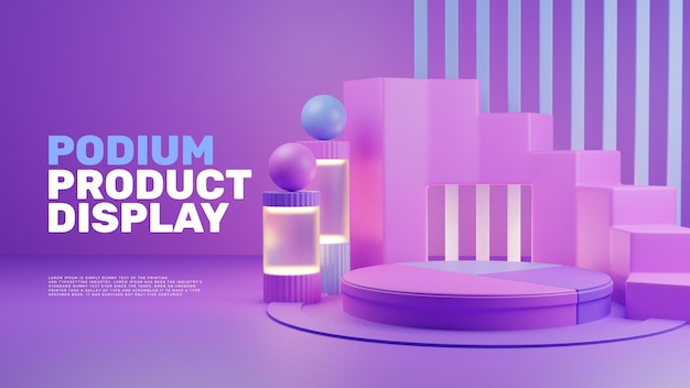 Бесплатный PSD 3d реалистичный современный красочный подиумный дисплей продукта