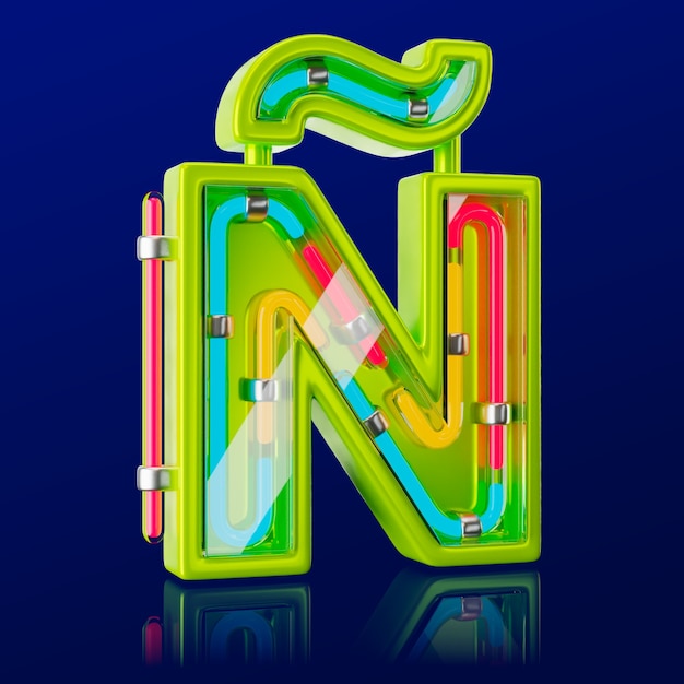Free PSD 3d render of neon letter icon