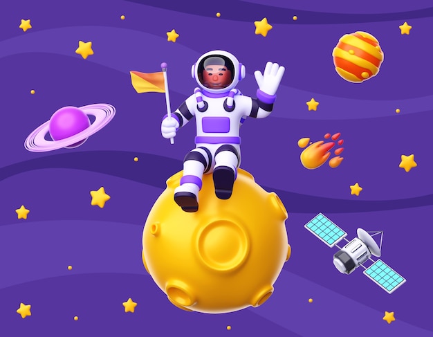 Free PSD 3d render of astronaut character