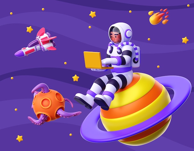Free PSD 3d render of astronaut character