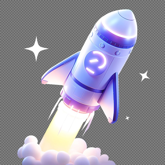 Free PSD 3d render frosted glass blast off rocket