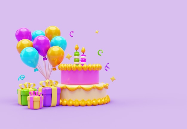 Бесплатный PSD 3d-рендеринг баннера на день рождения