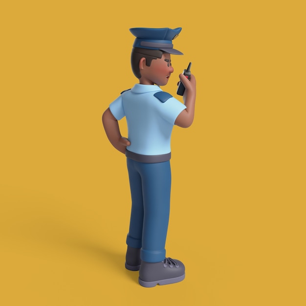 Бесплатный PSD 3d-рендеринг полицейского персонажа