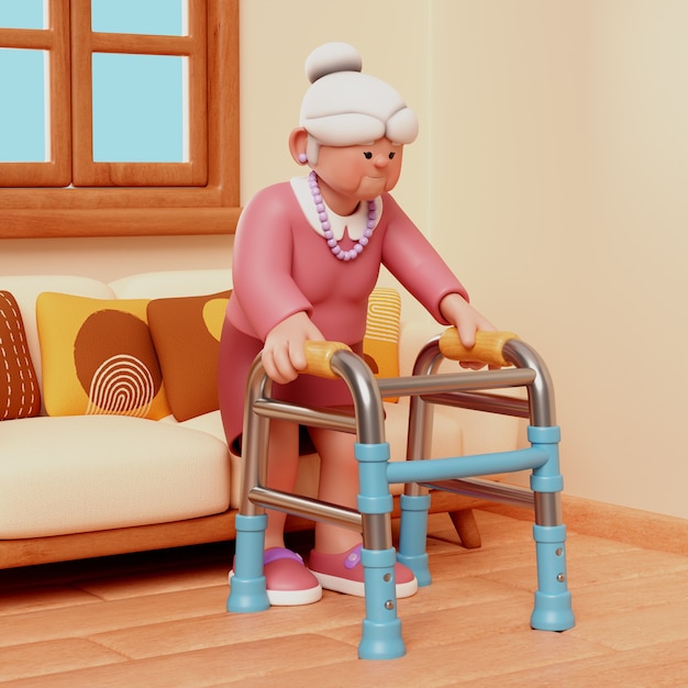 3d rendering of elderly woman character