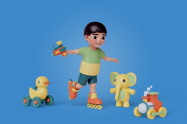 Бесплатный PSD 3d-рендеринг персонажа детского сада