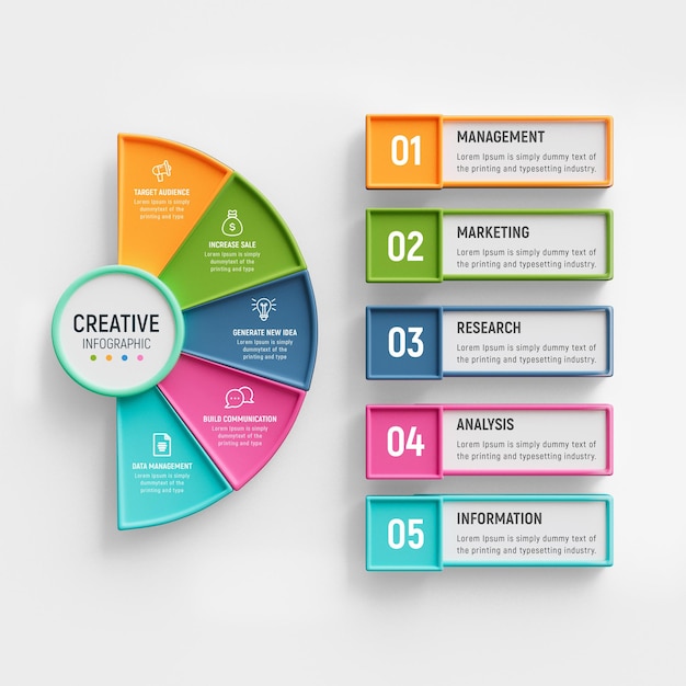 Бесплатный PSD Шаблон бизнес-инфографики «5 шагов»