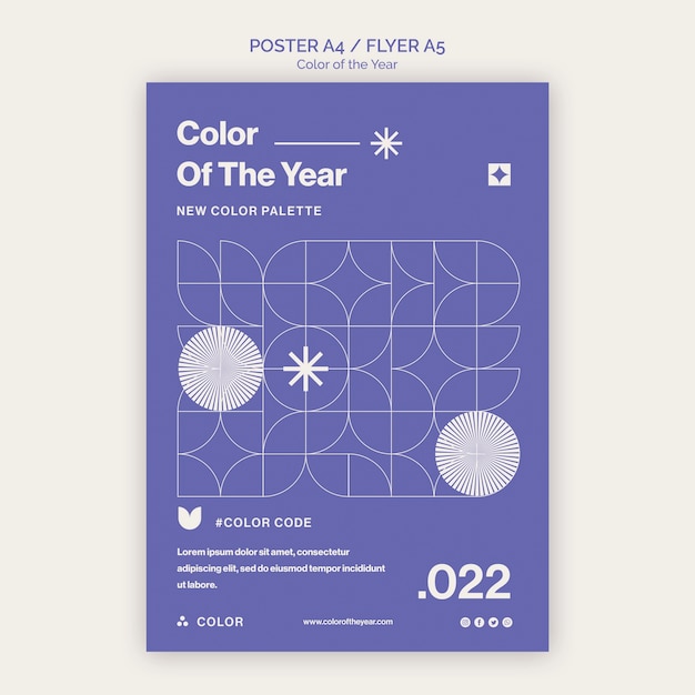 Бесплатный PSD Цвет плаката или флаера 2022 года