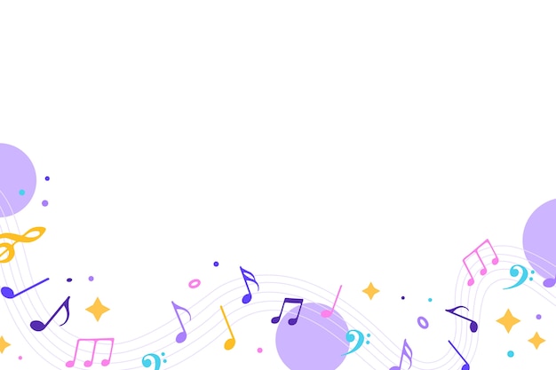 Бесплатный PSD Красочные музыкальные ноты